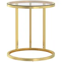 vidaXL Bijzettafel 45 cm gehard glas goudkleurig en transparant