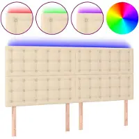 vidaXL Hoofdbord LED 160x5x118/128 cm stof crèmekleurig