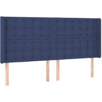 vidaXL Hoofdbord met randen 183x16x118/128 cm stof blauw