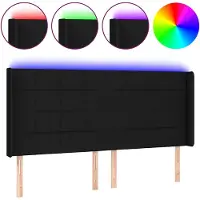 vidaXL Hoofdbord LED 203x16x118/128 cm stof zwart