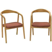 Sweeek Stoelen vintage rubberhout en corduroy (set van 2) Naturel