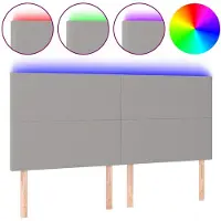 vidaXL Hoofdbord LED 180x5x118/128 cm stof lichtgrijs
