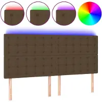 vidaXL Hoofdbord LED 200x5x118/128 cm stof donkerbruin