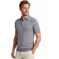 Profuomo polo katoenblend 3 knoops sluiting blauw