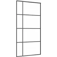 vidaXL Schuifdeur 102,5x205 cm mat ESG-glas en aluminium zwart