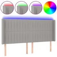 vidaXL Hoofdbord LED 183x16x118/128 cm stof lichtgrijs
