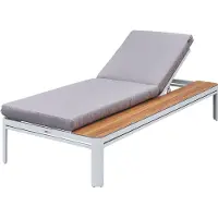Axi Kira Ligbed met tafel in Hout Look / Grijs | Lounger met Aluminium frame verstelbaar in 5 standen | Zonnebed voor buiten / tuin