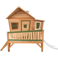 Axi Emma Speelhuis op palen & witte Glijbaan | Speelhuisje voor de tuin / buiten in bruin & groen van FSC hout | Speeltoestel voor kinderen