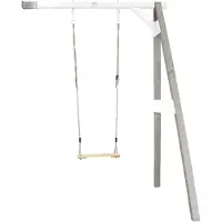 Axi Enkele Schommel van hout in grijs & wit | Schommel met muurbevestiging voor kinderen met houten schommelzitje | Schommelset enkel aan muur voor tuin / buiten