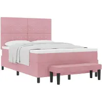 vidaXL Boxspringbed met matras en hoofdeinde, roze, 160 x 200 cm, fluweel