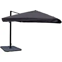 Mendler Gastronomie-scherm met pergola, model HWC-A96, zonnescherm, 3x4 meter (diameter 5 meter), polyester/aluminium, 26 kg, antracietkleurig met standaard, draaibaar