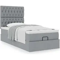 vidaXL Ottoman bed met matras 80x200cm stof lichtgrijs