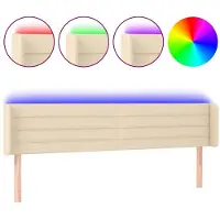 vidaXL Hoofdbord LED 183x16x78/88 cm stof crèmekleurig