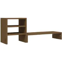 vidaXL Monitorstandaard 81x20x30 cm massief grenenhout honingbruin