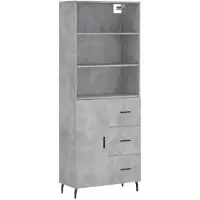 vidaXL Hoge kast 69,5x34x180 cm bewerkt hout betongrijs