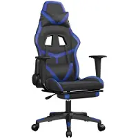vidaXL Gaming stoel met voetsteun, zwart en blauw, kunstleer