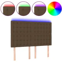 vidaXL Hoofdbord LED 144x5x118/128 cm stof donkerbruin