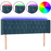 vidaXL Hoofdbord LED 163x16x78/88 cm fluweel donkerblauw