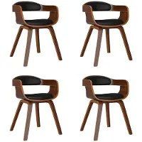 vidaXL Eetkamerstoelen 4 st gebogen hout en kunstleer zwart