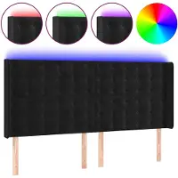 vidaXL Hoofdbord LED 163x16x118/128 cm fluweel zwart