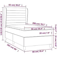 vidaXL Boxspring met matras stof donkergrijs 90x200 cm