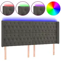 vidaXL Hoofdbord LED 183x16x118/128 cm fluweel donkergrijs