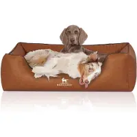 Knuffelwuff Orthopedisch hondenbed Chesapeake van laser-gewatteerd gemarmerd kunstleer XXL 120 x 85cm Rusty