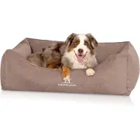 Knuffelwuff orthopedisch hondenbed met omkeerbaar kussen Baltimore 120x80 cm beige