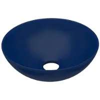 vidaXL Wastafel rond keramiek donkerblauw
