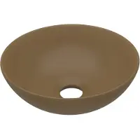 vidaXL Wastafel rond keramiek matcrème