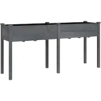 vidaXL Plantenbak met voering 161x45x76 cm massief vurenhout grijs