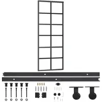 vidaXL Schuifdeur met beslag, veiligheidsglas (ESG) en aluminium, 76x205 cm