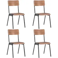 vidaXL Eetkamerstoelen 4 st massief multiplex staal bruin