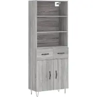 vidaXL Hoge kast 69,5x34x180 cm bewerkt hout grijs sonoma eikenkleurig