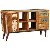 vidaXL Kast met 1 deur, 4 schappen en 3 lades massief gerecycled hout