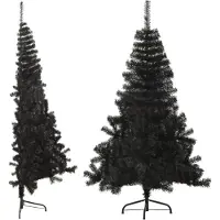 vidaXL Kunstkerstboom met standaard half 150 cm PVC zwart