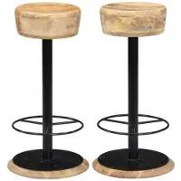 vidaXL Set van 2 barkrukken van mangohout, afmetingen 38 x 76 x 38 cm
