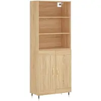 vidaXL Hoge kast 69,5x34x180 cm bewerkt hout sonoma eikenkleurig