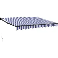 vidaXL Luifel uittrekbaar 3x2,5 m stof en aluminium blauw en wit