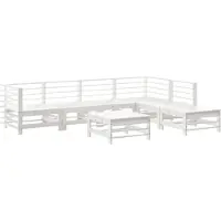 vidaXL 7-delige loungeset voor de tuin, wit, massief hout, grenenhout
