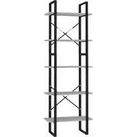 vidaXL Boekenkast met 5 schappen 60x30x175 cm bewerkt hout betongrijs