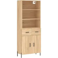 vidaXL Hoge kast 69,5x34x180 cm bewerkt hout sonoma eikenkleurig