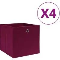vidaXL Opbergboxen 4 st 28x28x28 cm nonwoven stof donkerrood