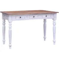 vidaXL Bureau met lades 117x57x75 cm massief mahoniehout wit
