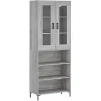 vidaXL Hoge kast 69,5x34x180 cm bewerkt hout grijs sonoma eikenkleurig