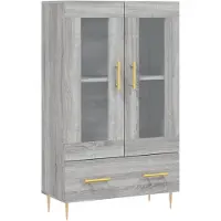 vidaXL Hoge kast 69,5x31x115 cm bewerkt hout grijs sonoma eikenkleurig