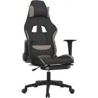 vidaXL Massage gamestoel met voetensteun stof zwart en taupe
