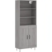 vidaXL Hoge kast 69,5x34x180 cm bewerkt hout grijs sonoma eikenkleurig