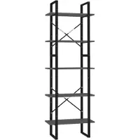 vidaXL Boekenkast met 5 schappen 60x30x175 cm bewerkt hout grijs
