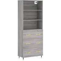 vidaXL Hoge kast 69,5x34x180 cm bewerkt hout grijs sonoma eikenkleurig